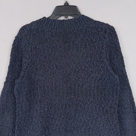 Chicos Sweater Womens 2 Large Blue V Neck Boucle Metallic Knit Pullover Textured - Picture 7 of 12